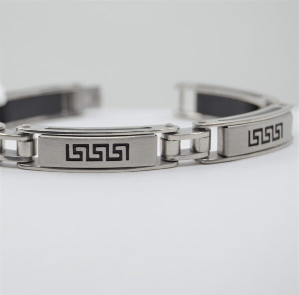 stainless steel greek key men's bracelet