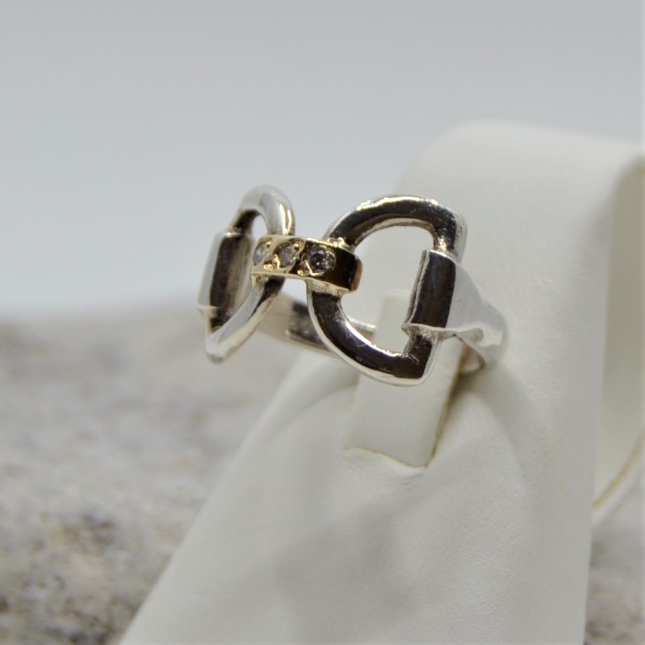 sterling silver 10k gold snaffle ring